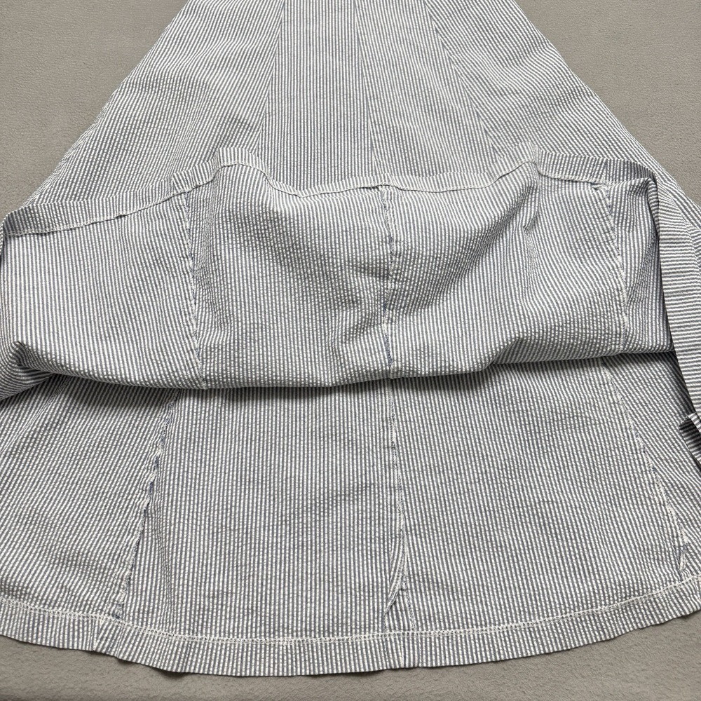 Vintage Armani Jeans Dress Womens 4 Blue Seersucker Striped Sundress Coastal - Picture 8 of 11